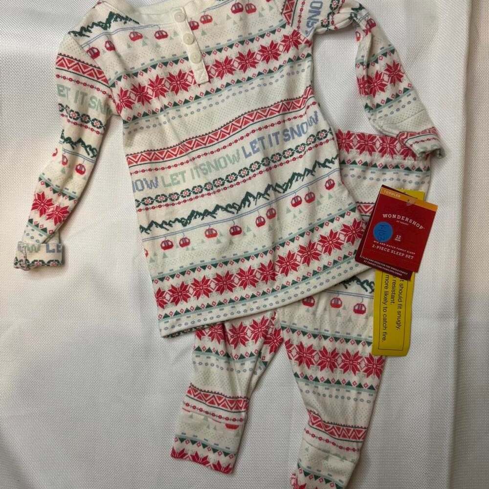Wondershop Cream Fair Isle 2-Piece Sleep Set, 12 Months